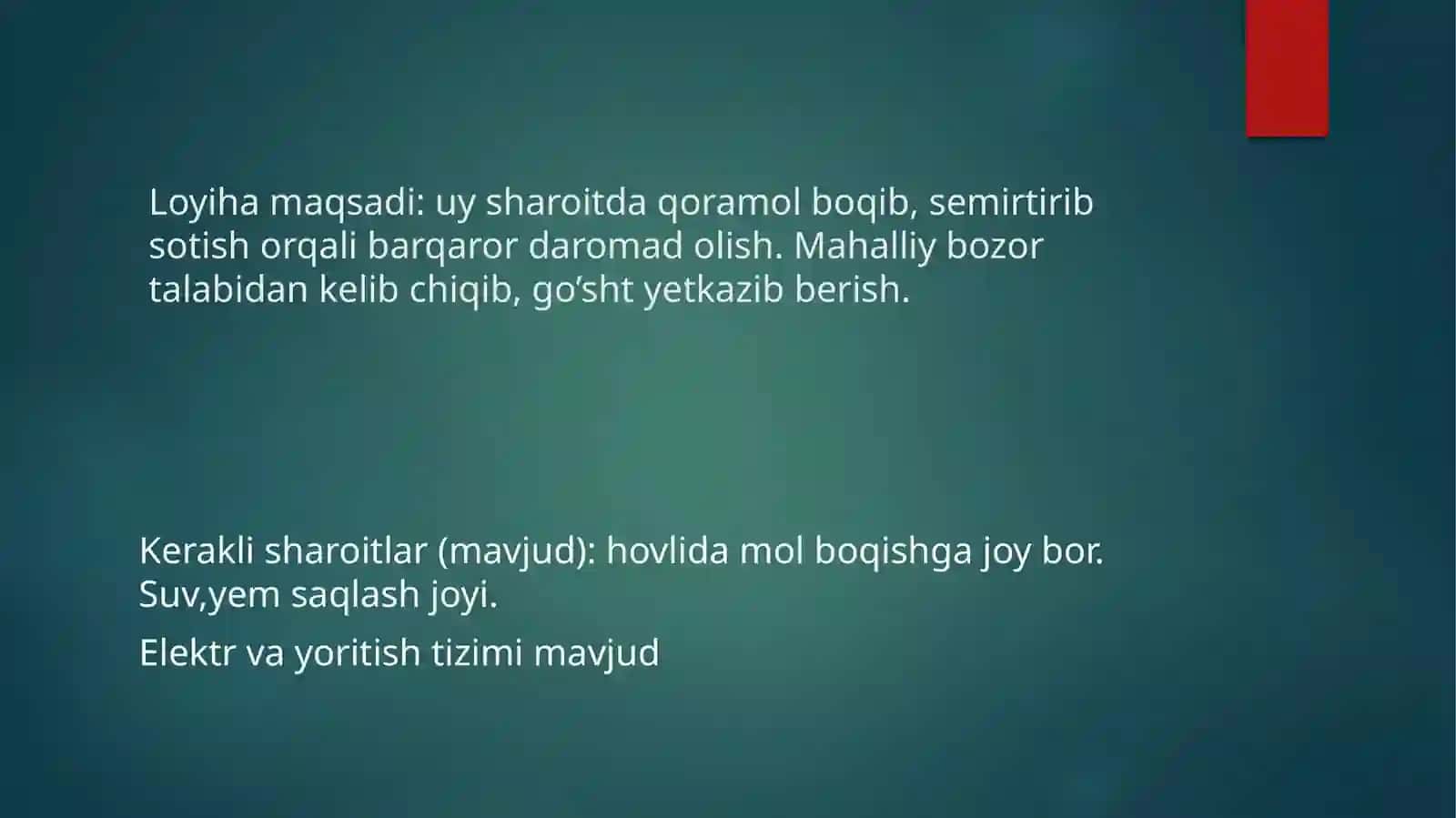Chorvachilik loyiha 2