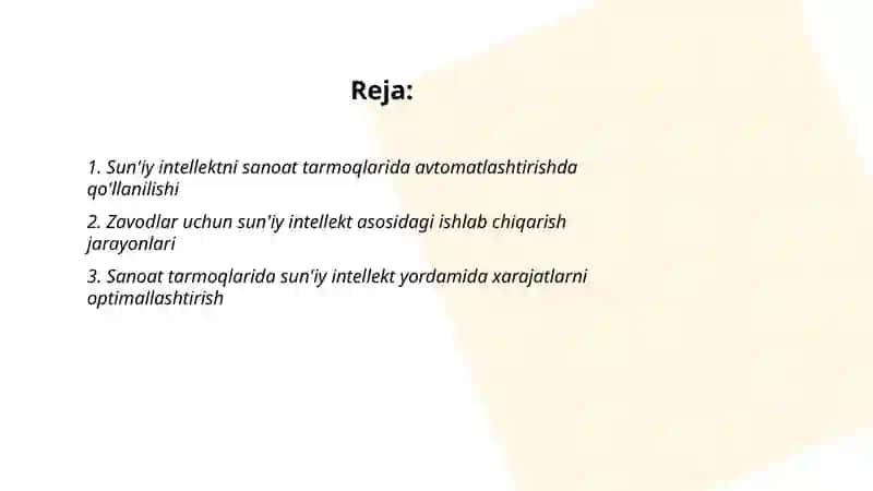 Sun'iy intellekt sanoat tarmoqlarida avtomatlashtirish 2