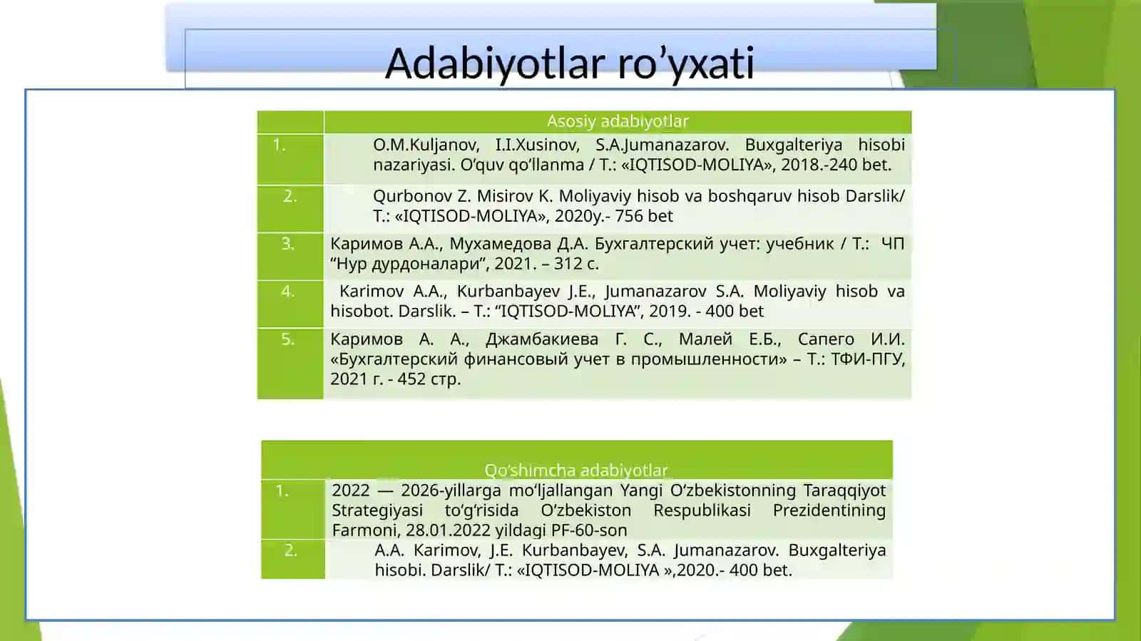 Adabiyotlarro’yxati 2