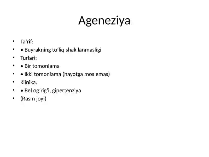 Buyrak tug'ma nuqsonlari 2
