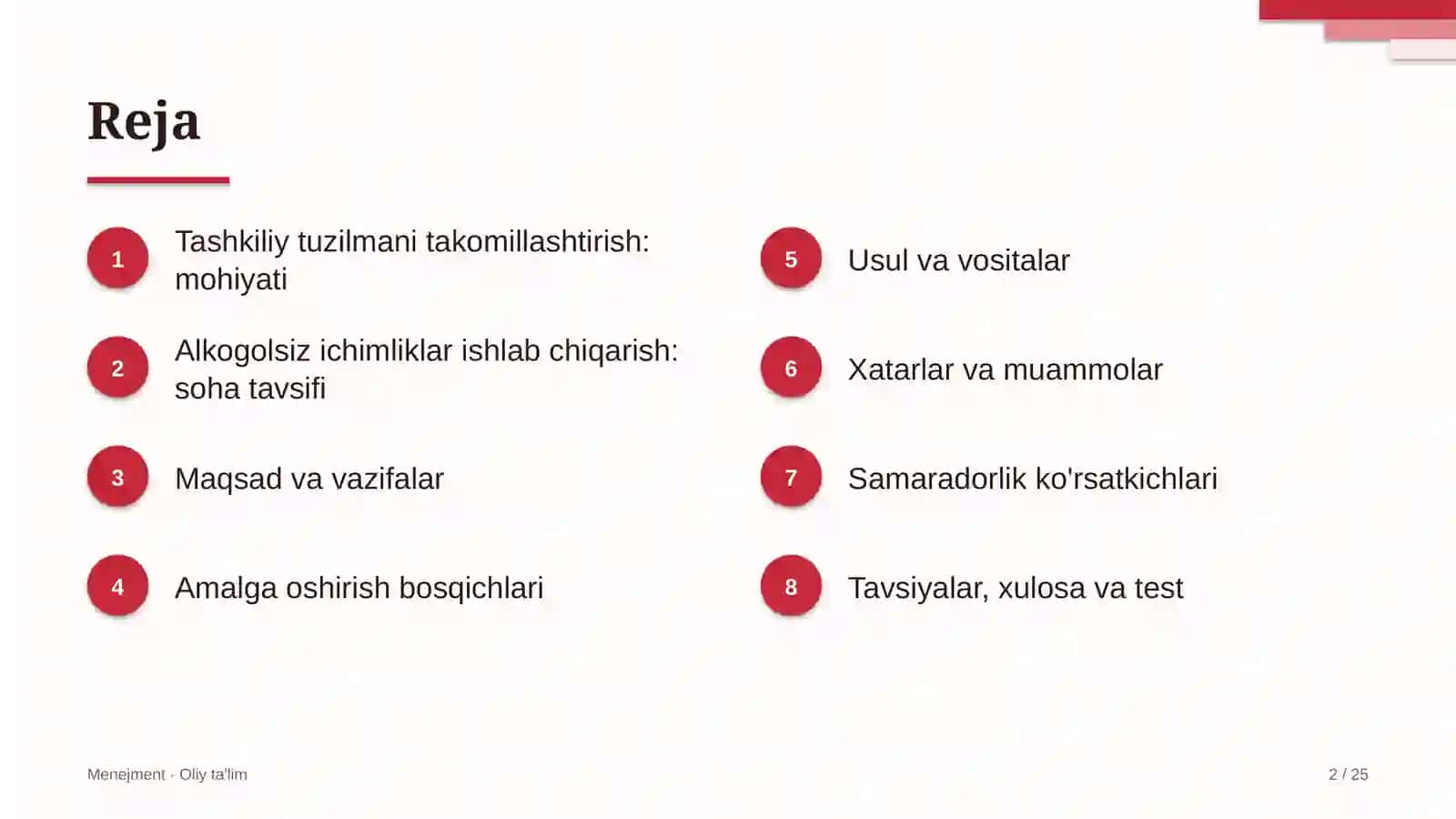 Alkogolsiz ichimliklar ishlab chiqarishda tashkiliy tuzilmani takomillashtirish 2
