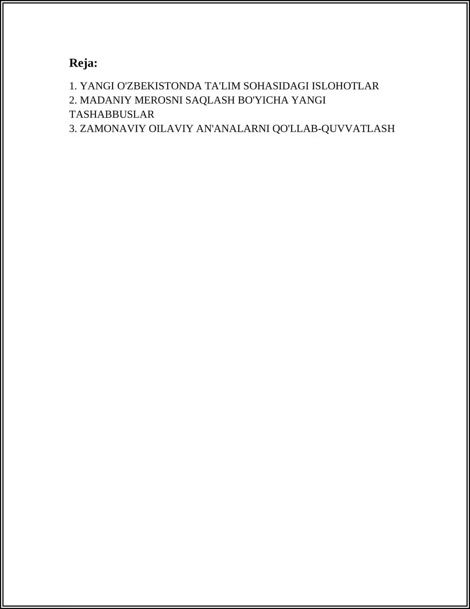 YANGI O'ZBEKISTONDA AMALGA OSHIRILAYOTGAN MANAVIY O'ZGARISHLAR 2