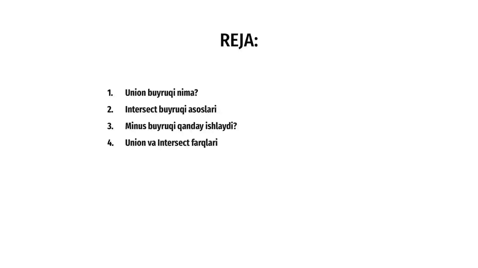 SQL so'rovlari tartibi 2