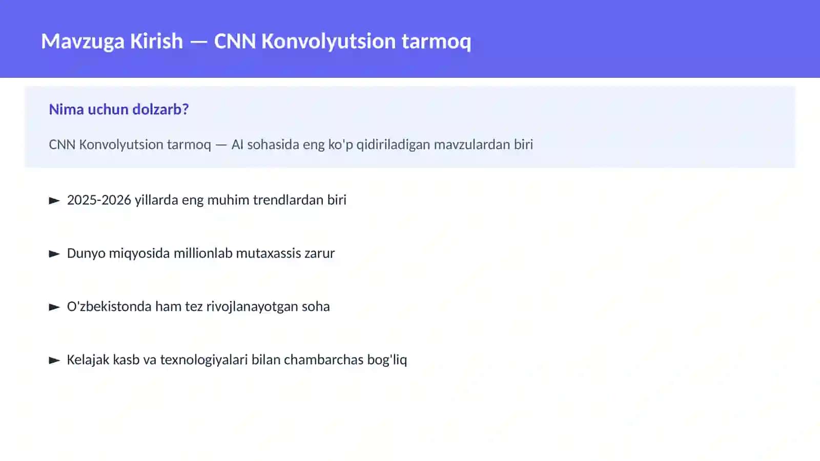 AI | DEEP LEARNING VA NEYRON TARMOQLAR 2
