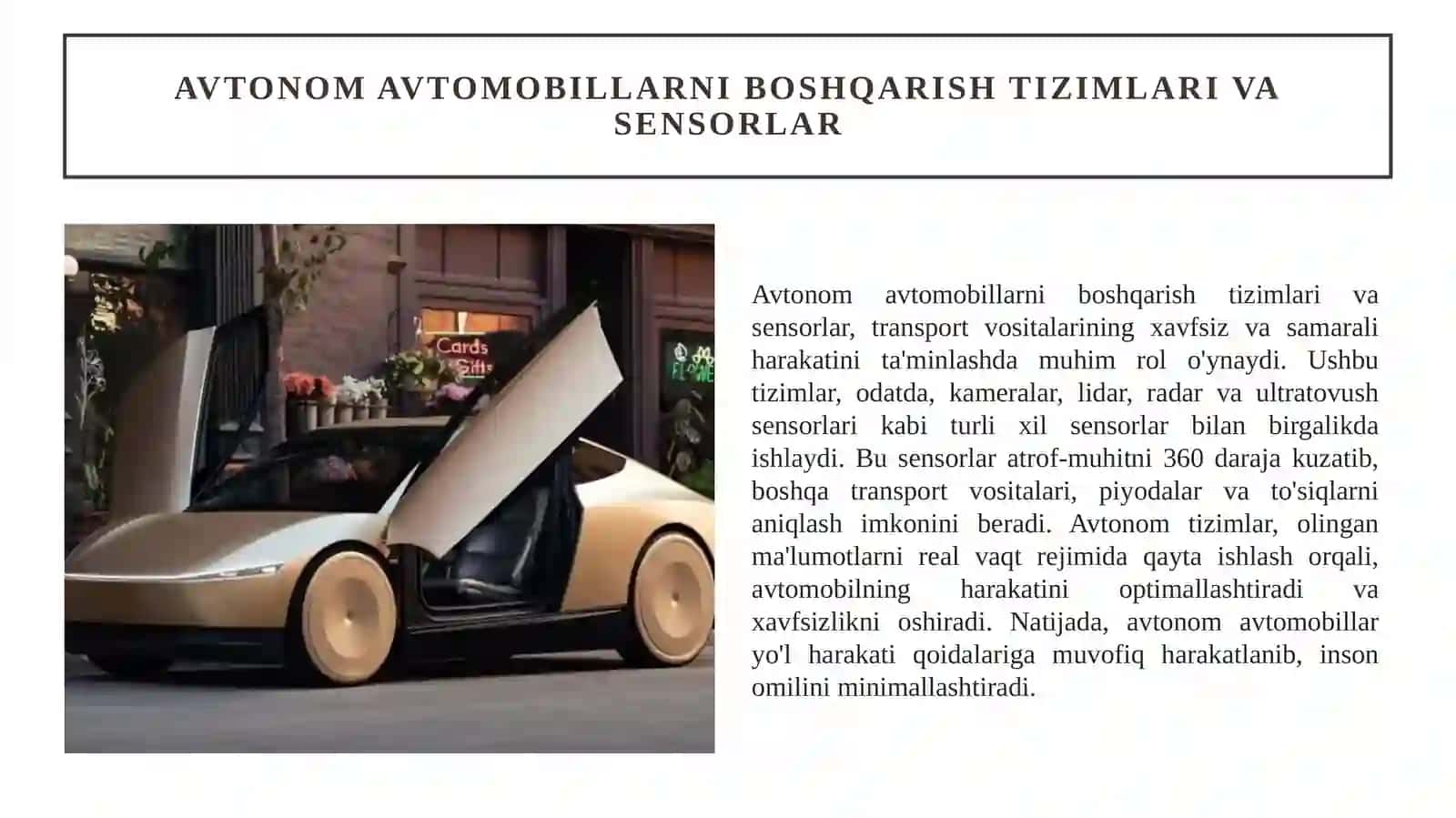 Avtonom avtomobillar texnologiyasi 2