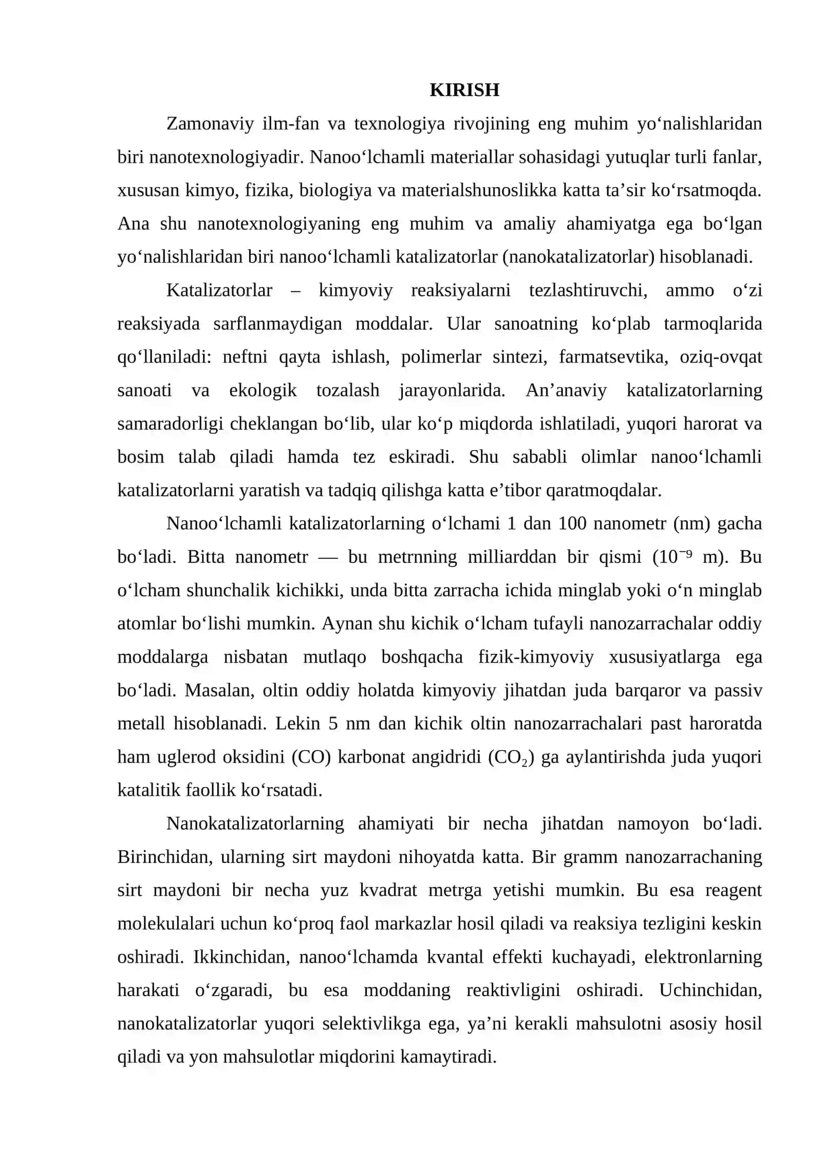 Nanooʻlchamli katalizatorlar 2