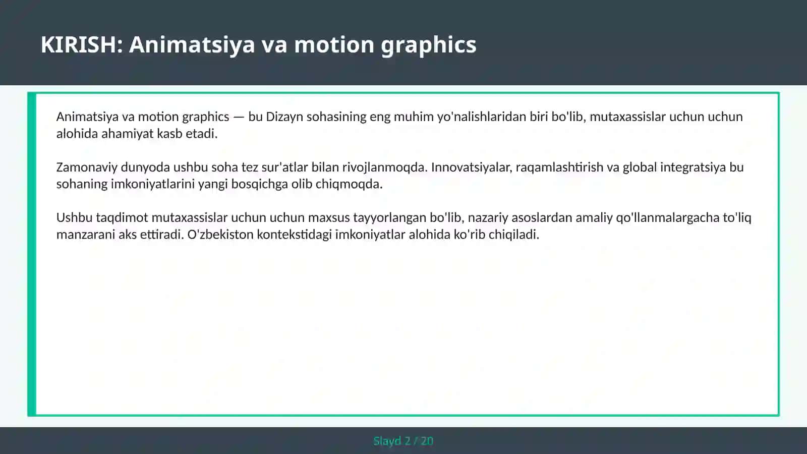 Animatsiya va motion graphics 2