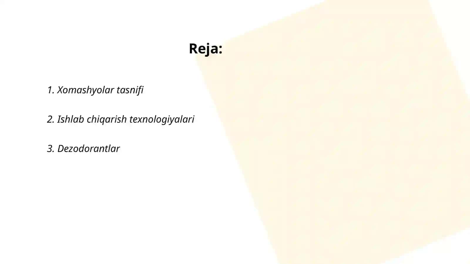 Xomashyolar tasnifi 2
