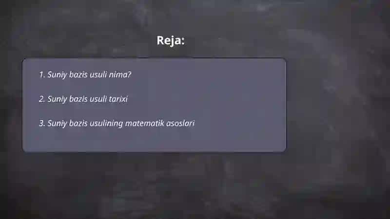 Suniy bazis usuli 2