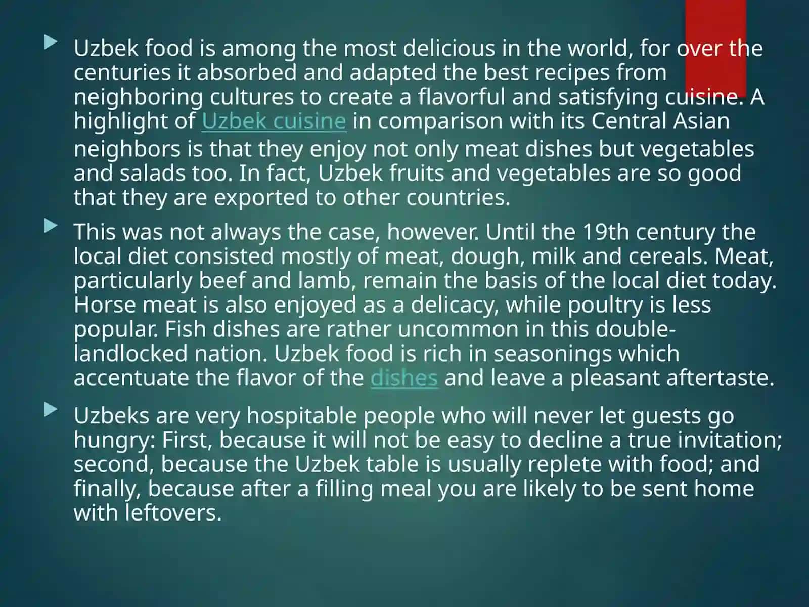 onthe topic Meals in Uzbekistan 2