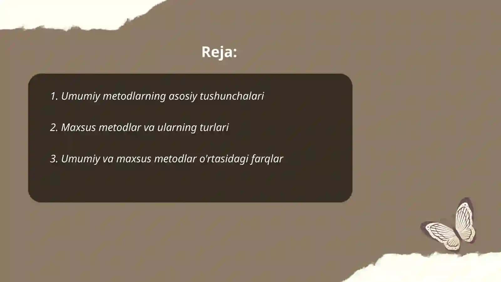 Umumiy va maxsus metodlar 2