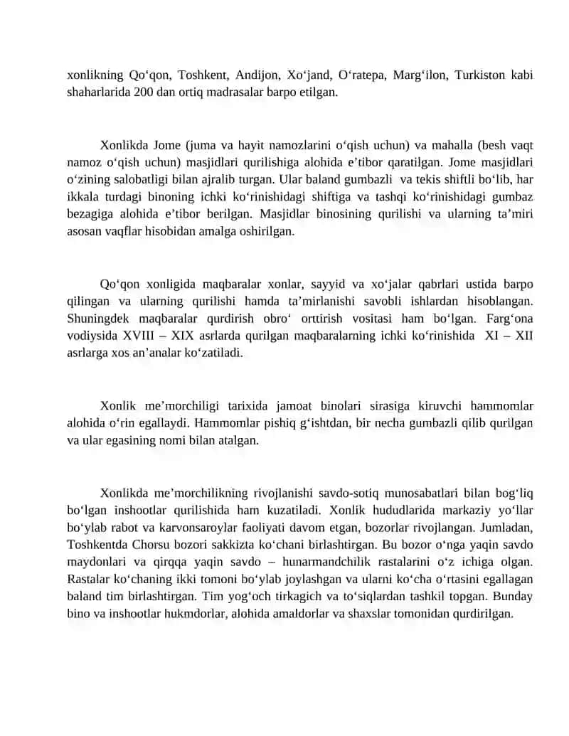 Xonliklar Davri Me’morchilik 2