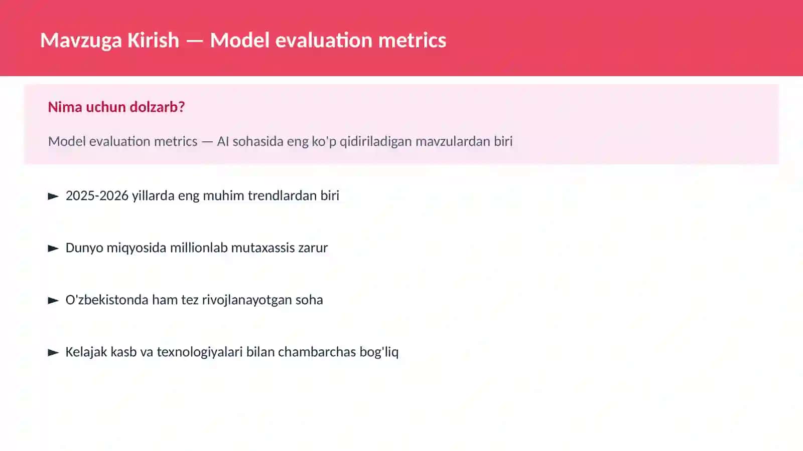 Model evaluation metrics 2