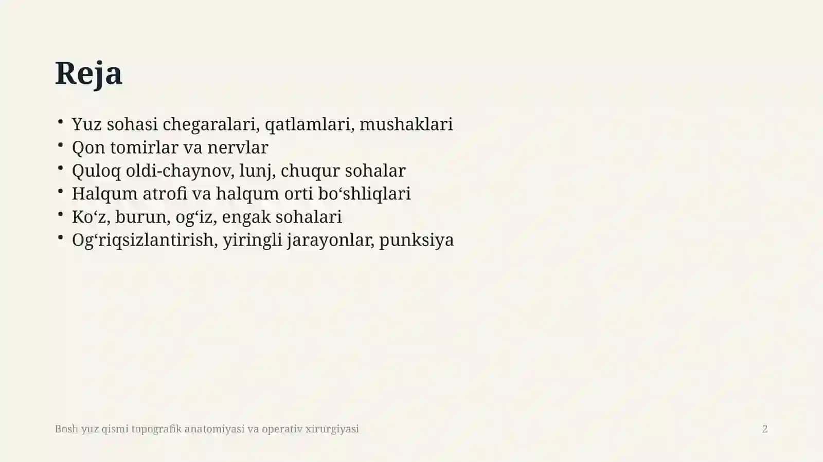 Boshning yuza qismi anatomiyasi 2