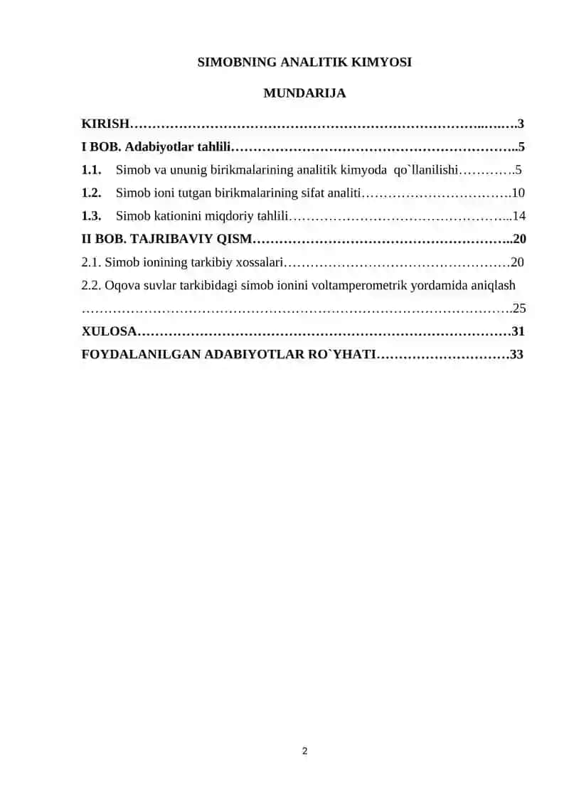 Simobning analitik kimyosi 2