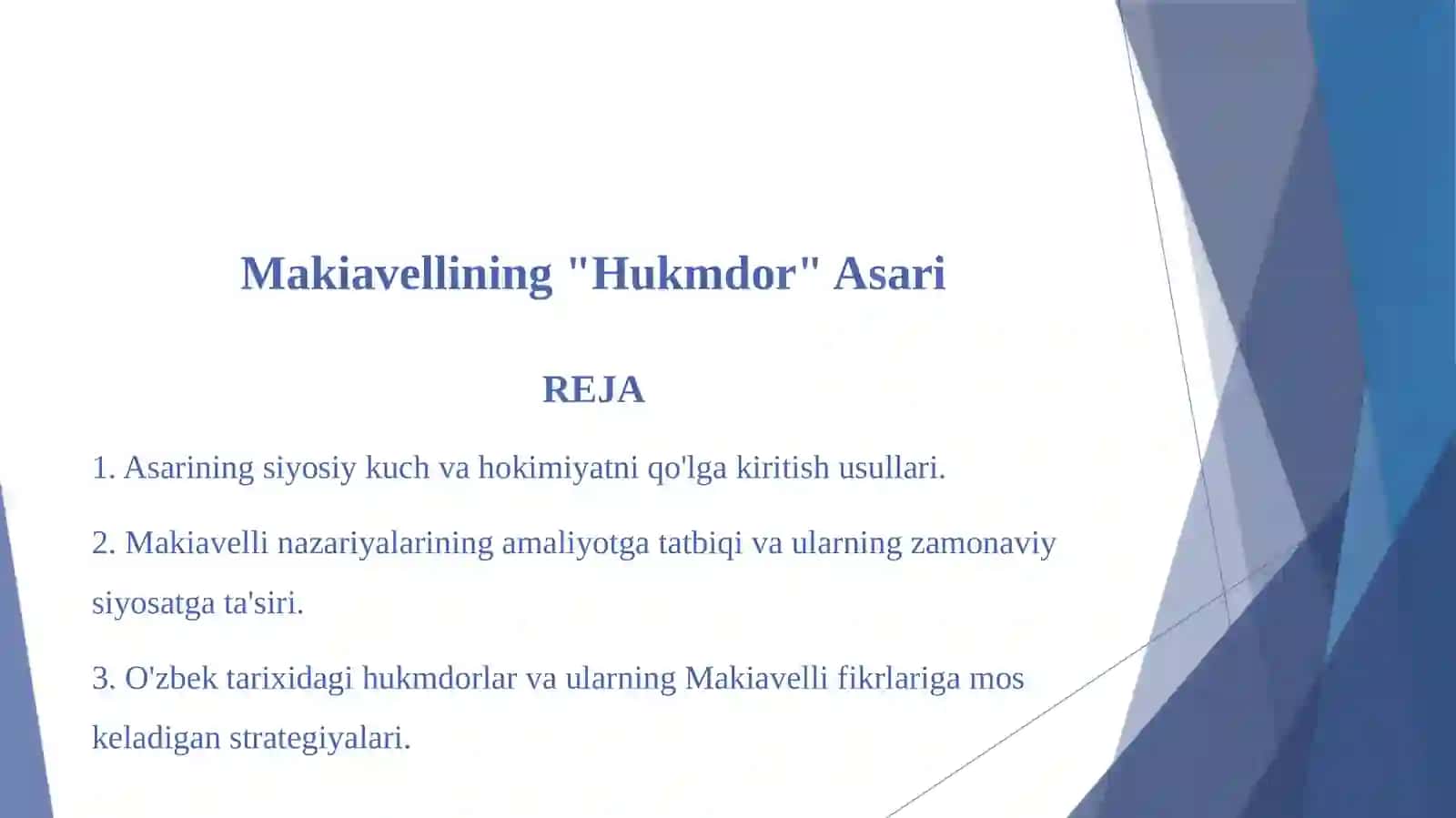 Makiavellining "Hukmdor" Asari 2