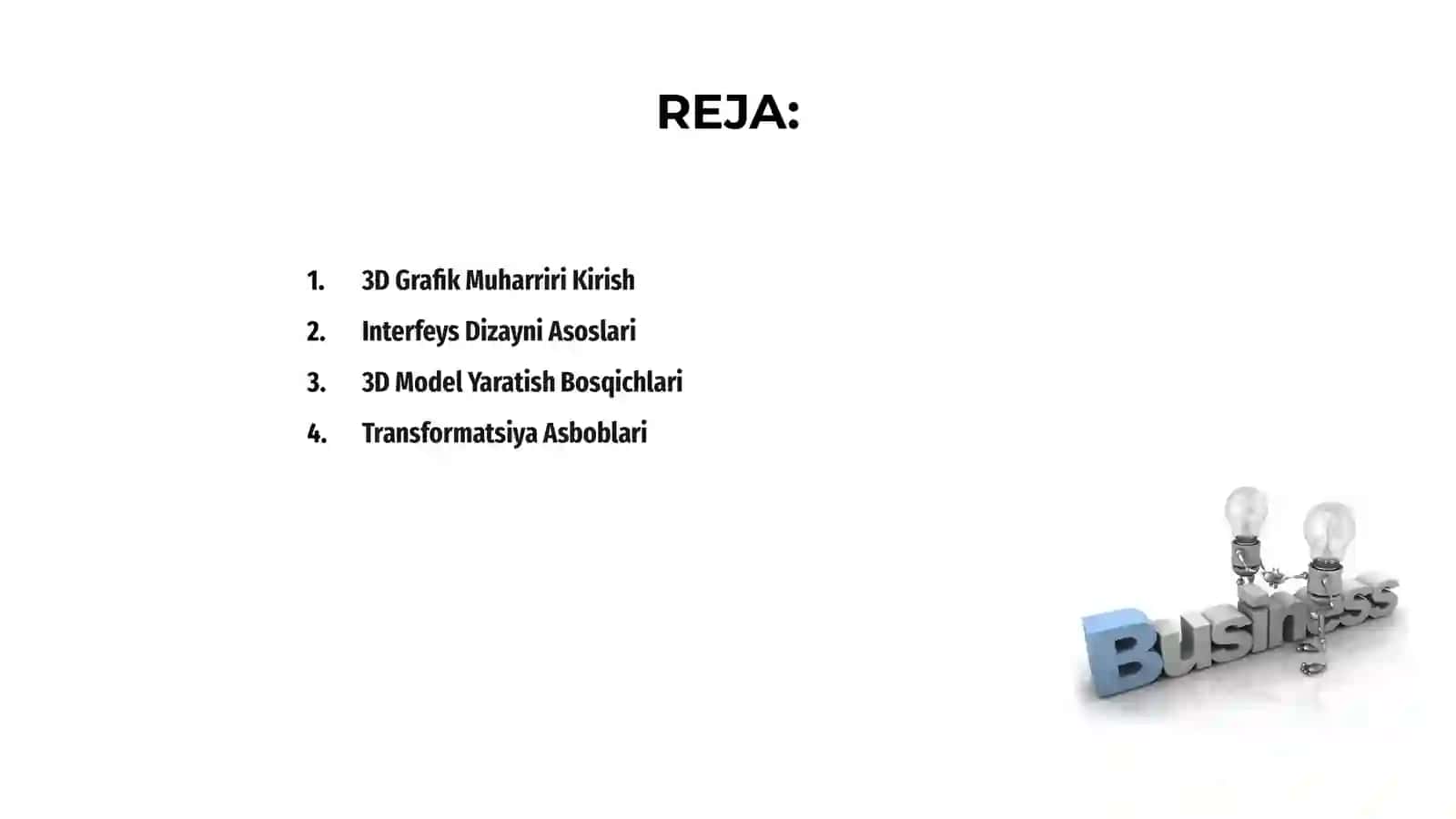 3D grafik muharriri interfeysi va 3D model transformatsiyasi 2