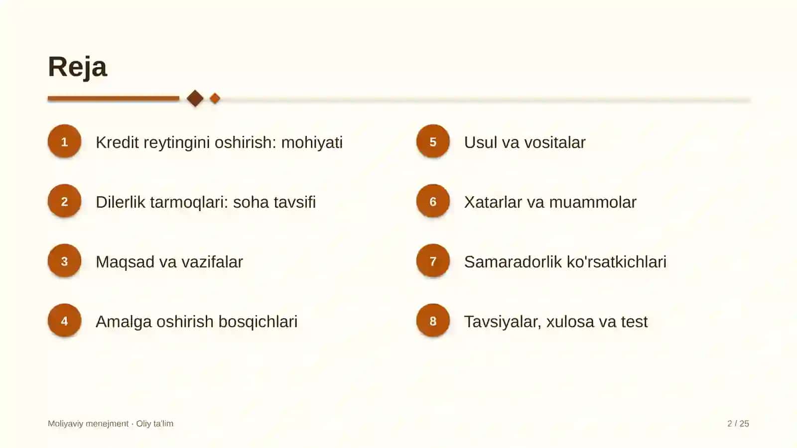 Dilerlik tarmoqlarida kredit reytingini oshirish 2