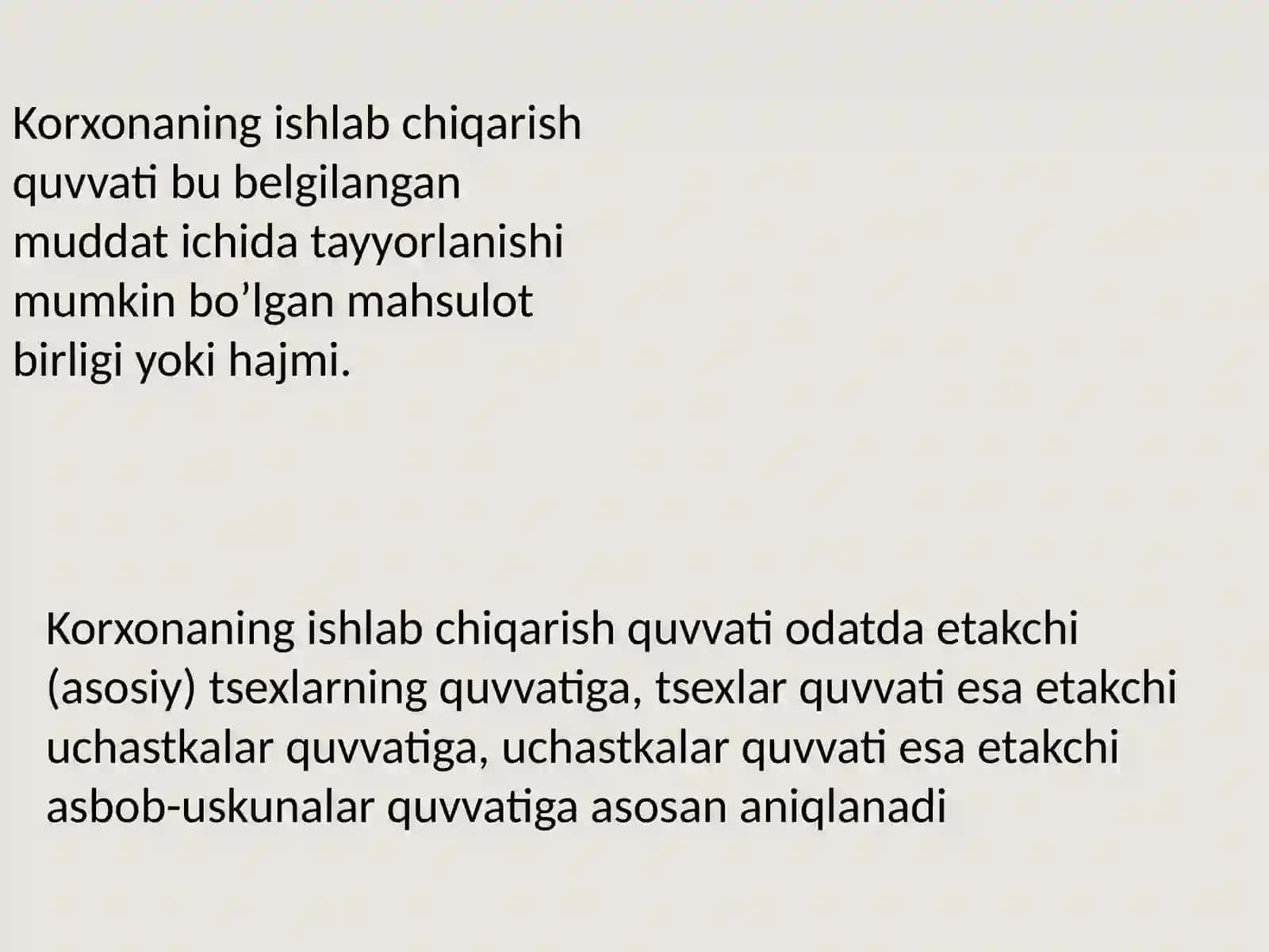 Ishlab chiqarish quvvatini rejalashtirish 2