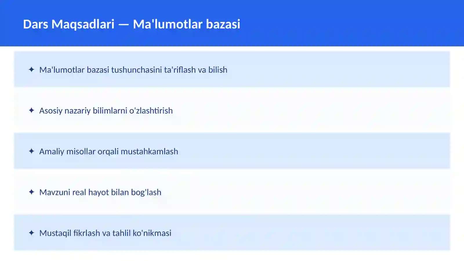 O'qituvchilar va talabalar uchun dars ishlanma 2