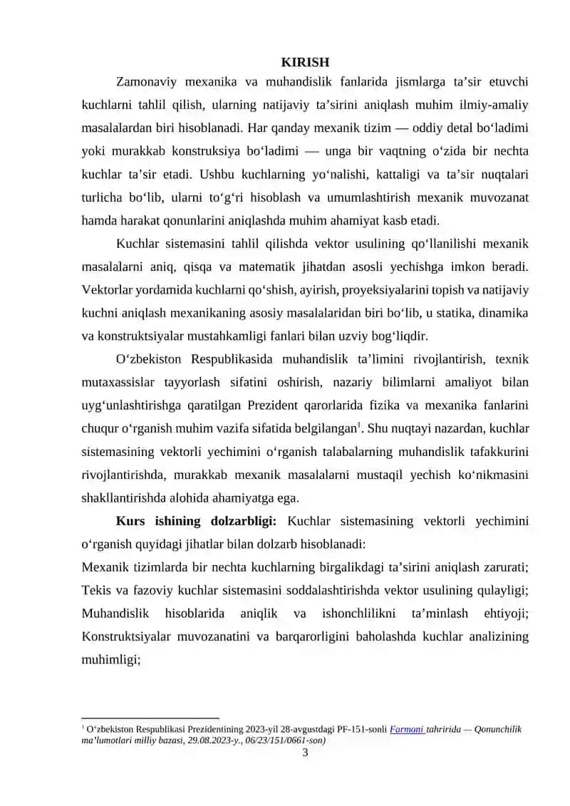 Kuchlar Sistemasining Vektorli Yechimi 2