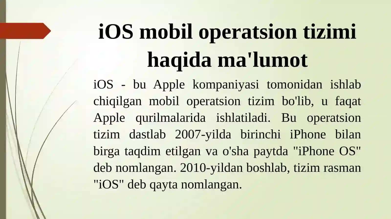 iOS Mobiloperatsion tizimi 2