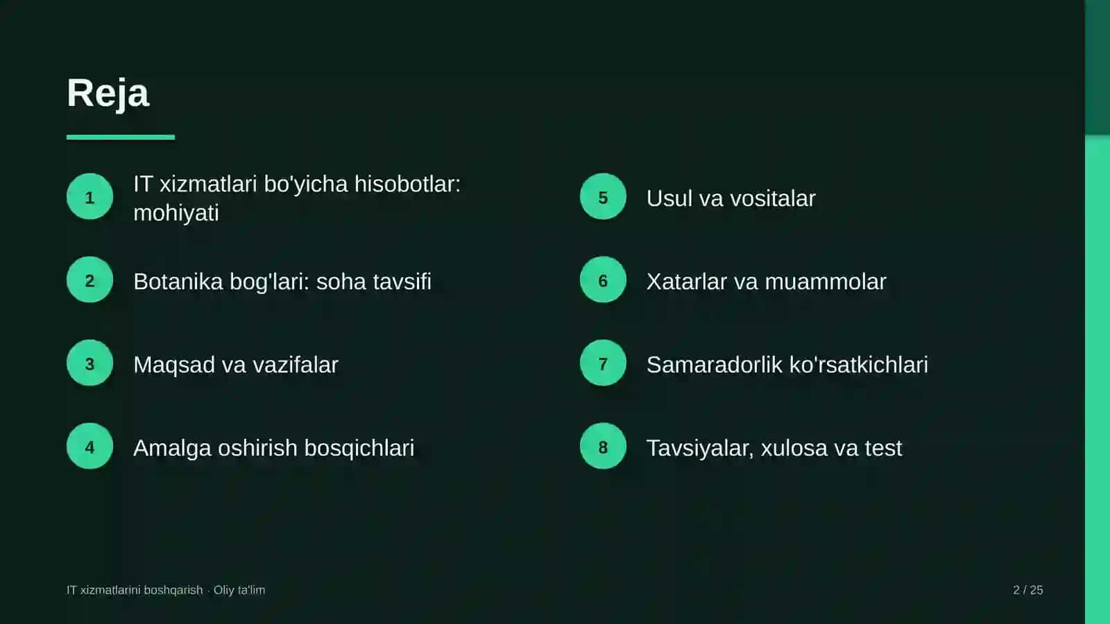 Botanika Bog'lari IT Xizmatlari Hisobotlari 2