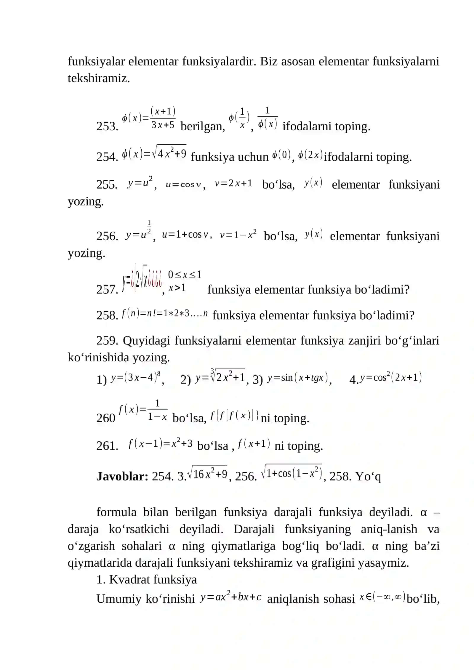 elementar funksiyalar va ularning grafigi 2