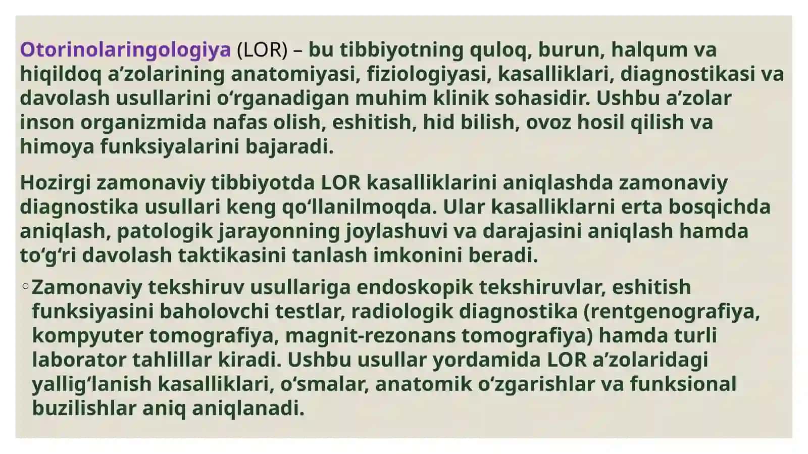 LORa'zolarining zamonaviy tekshiruv usullari 2