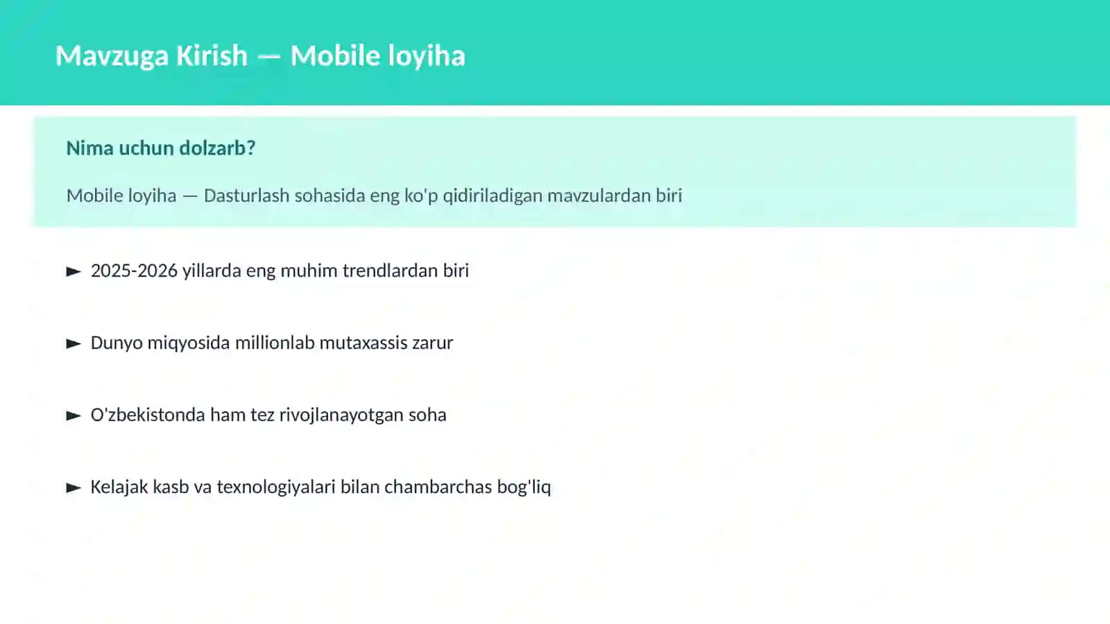 Mobile loyiha 2
