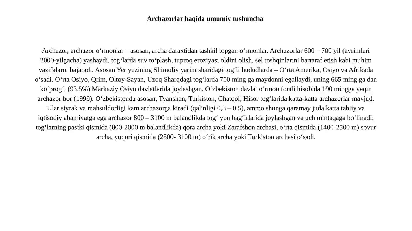 Markaziy Osiyoning archazorlari 2