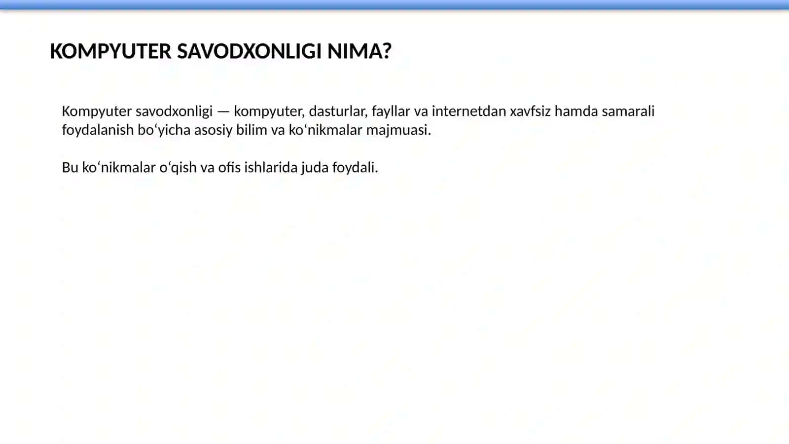 KOMPYUTER SAVODXONLIGI 2