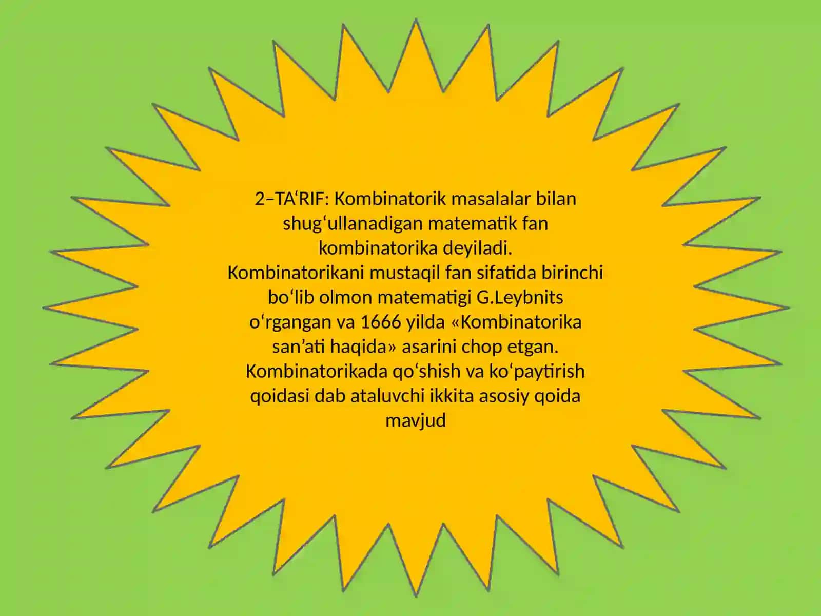 Kombinatorika va uning asosiy qoidalari 2