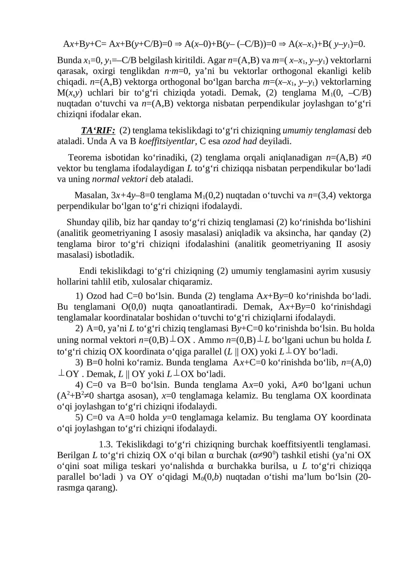 Tekislikdagi analitik geometriya 2