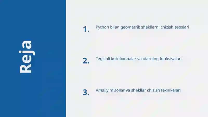 Python dasturlash tilida sodda shakllar chizish 2