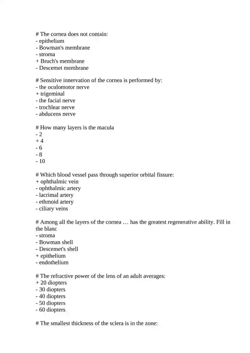 Ophthalmology Quiz 2