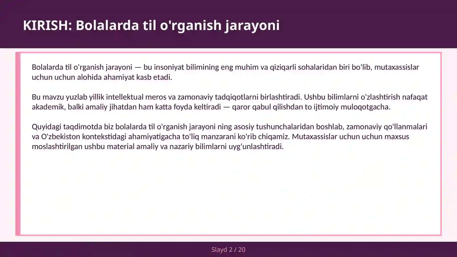 Bolalarda Til O'rganish Jarayoni 2