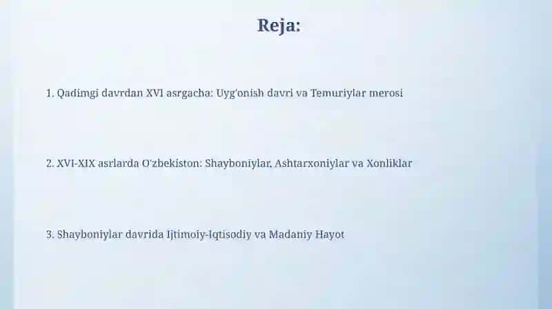 O`zbekiston Tarixi 2
