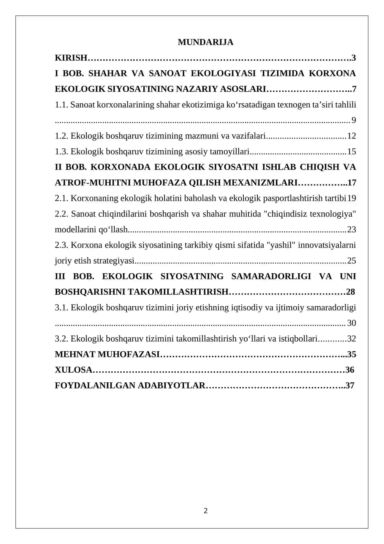 Korxonaning ekologik siyosatini ishlab chiqish 2