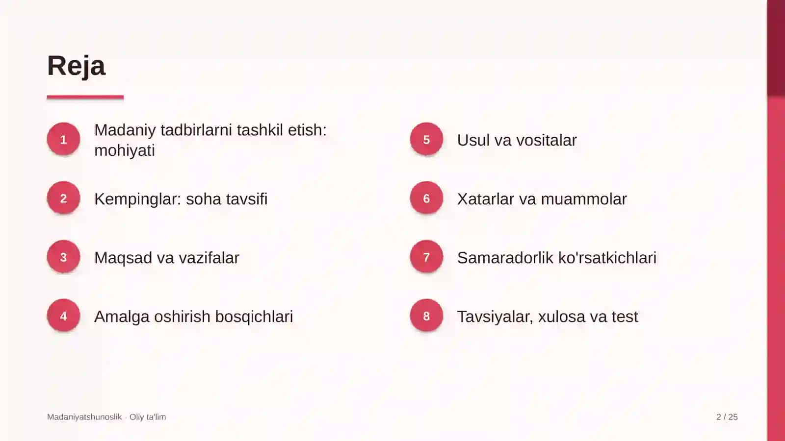 Kempinglarda madaniy tadbirlarni tashkil etish 2