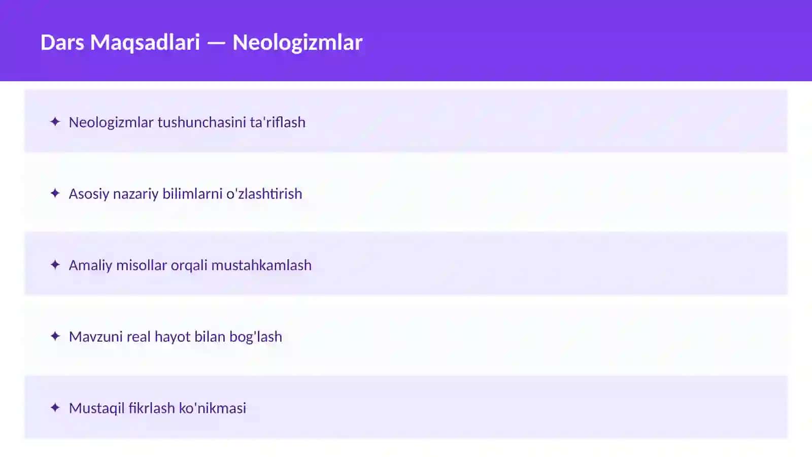 O'ZBEK TILI Arxaizmlar Dars ishlanmasi 2