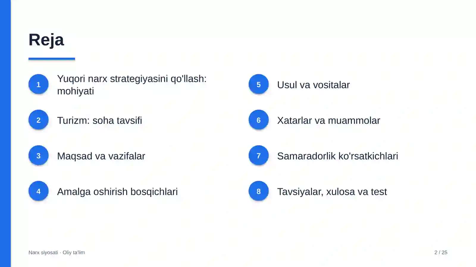 Turizmda yuqori narx strategiyasini qo'llash 2