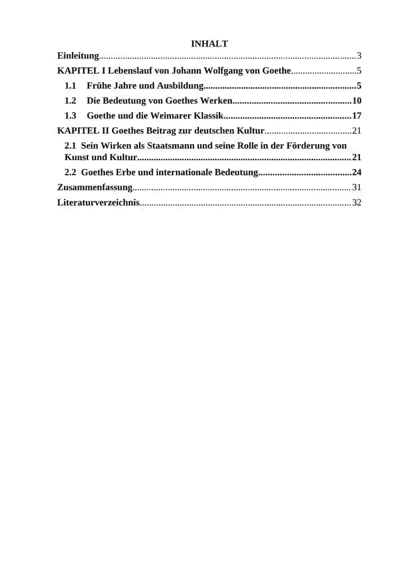 Kursarbeit über Johann Wolfgang von Goethe 2