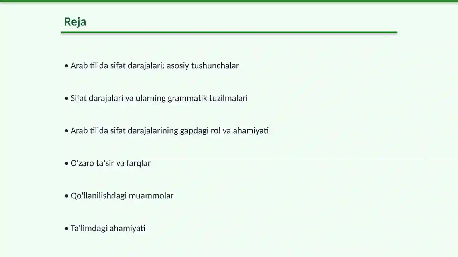 Arab tilida sifat darajalari va ularning gapdagi vazifasi 2