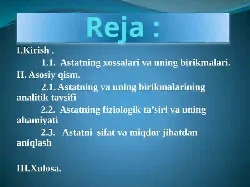 Astatning analitik kimyosi 2