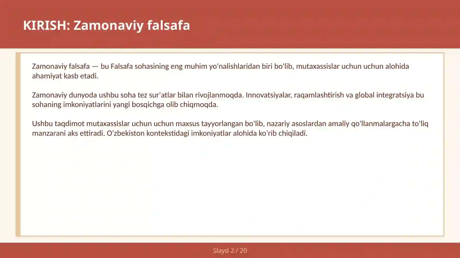 Zamonaviy Falsafa 2