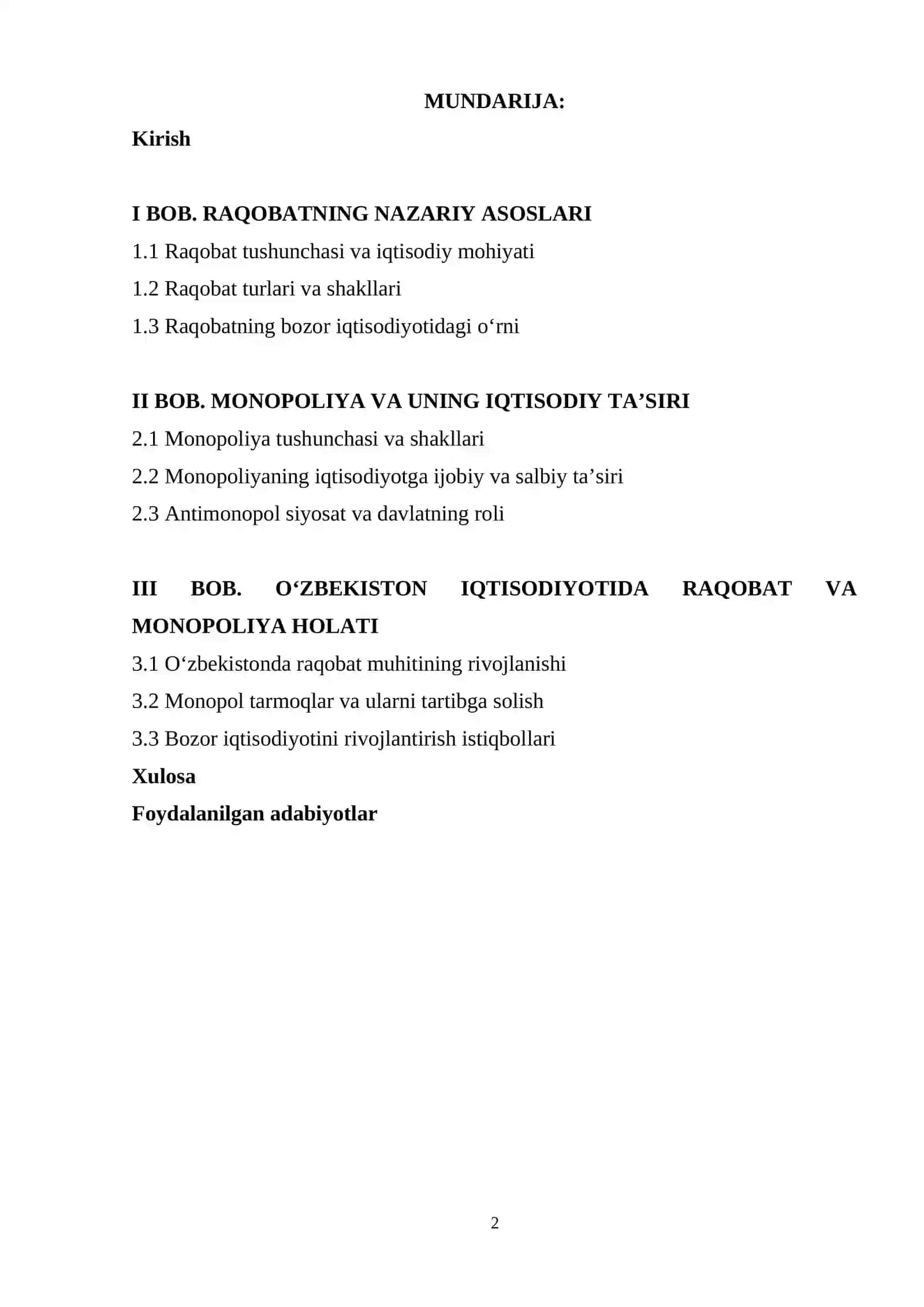 Raqobat va manapoliya 2
