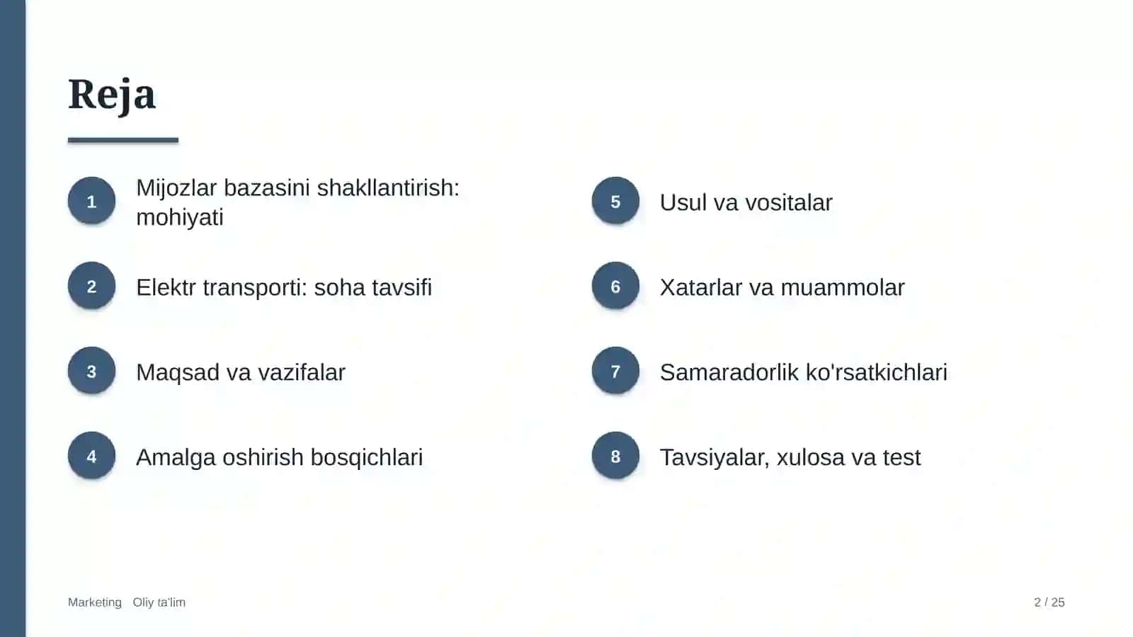 Elektr transportida mijozlar bazasini shakllantirish 2