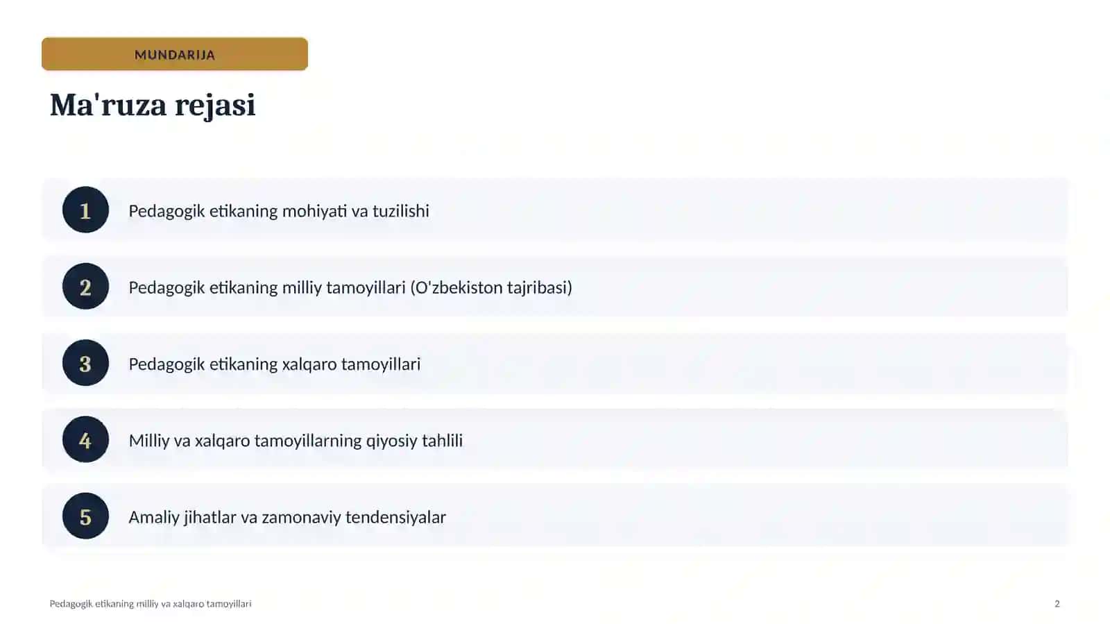 Pedagogik etika fanidan taqdimot 2