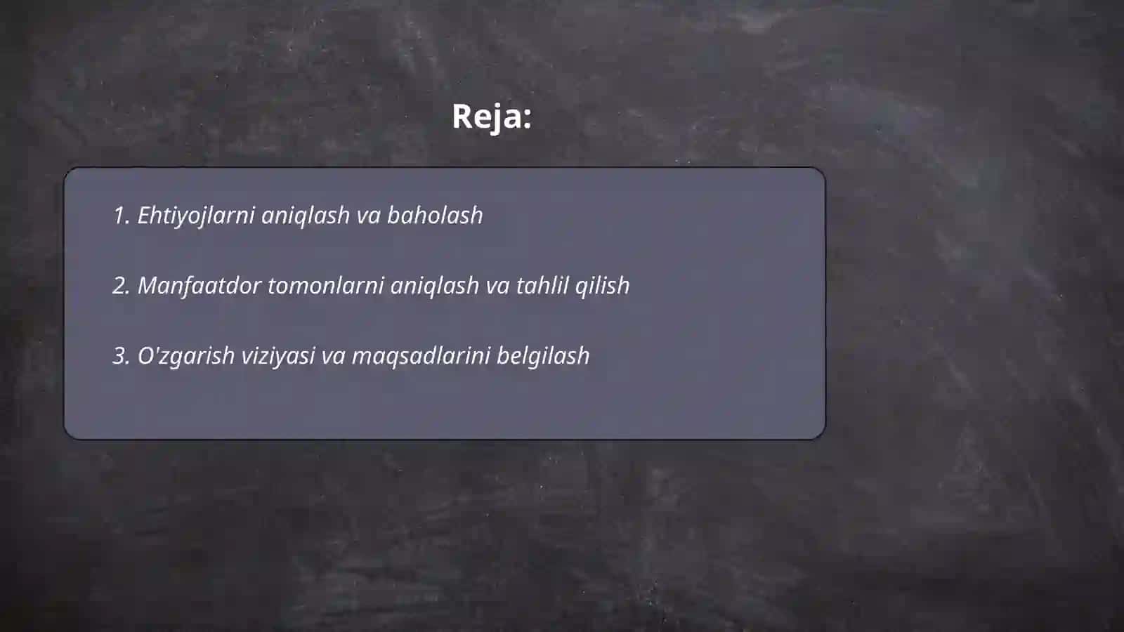 Òzgarishlarni boshqarish jarayoni bosqichlari 2